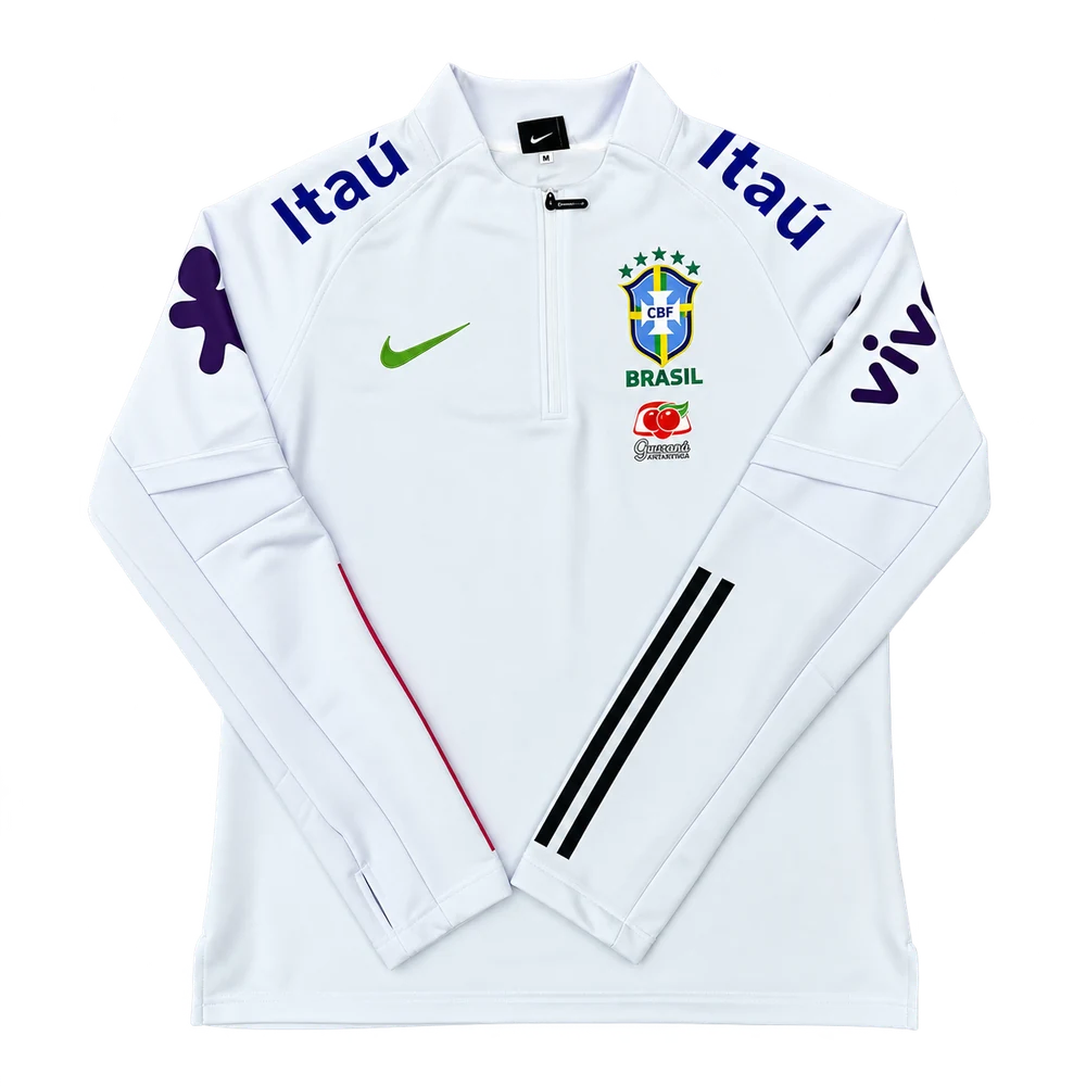 Pull zippé Brésil blanc
